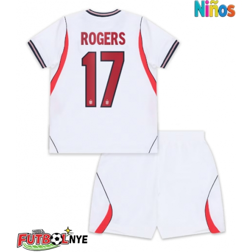 Camiseta Inglaterra Morgan Rogers #17 Primera Equipación para niños Mundial 2026 manga corta (+ pantalones cortos)